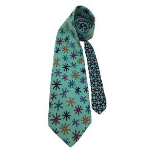 GIANNI VERSACE Green Geometric Tie 100% Silk Made In Italy 56"/3". 3/4 EX COND